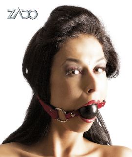 Zado Hardcore Red/Black Leather Silicone Ball Gag