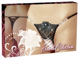 Cottelli Collection - Crotchless Rhinestone Lace G-String (Size S/M)