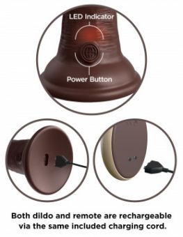 King Cock Elite 7 Inch VIBRATING Dual Density Silicone Cock with Remote (7x1.3inch) Brown