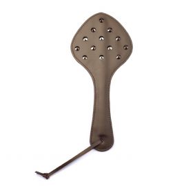 Liebe Seele Japan Luxury Brown Round Leather Paddle with Brown Rivets