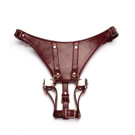 Liebe Seele Japan Wine Red Deluxe Leather Forced Orgasm Harness Belt