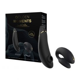 Womanizer Premium 2 + We-Vibe Chorus Golden Moments 2 Couples Kit (Black+Gold)