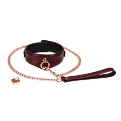 Liebe Seele Japan Wine Red Deluxe Curved Collar with Chain Leash and Lock