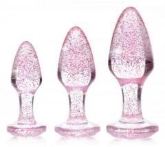 Booty Sparks Shimmering Gem Anal Trainer Plug Set - Pink