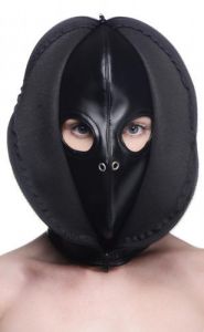 Strict Leather Bondage Hood With Front Zipper