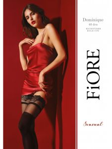 Fiore DOMINIQUE 40 DEN (Size 2) Hold-Up Stockings (Black)