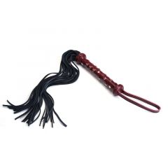 Liebe Seele Japan Wine Red Deluxe Leather Heavy Flogger with Studded Handle