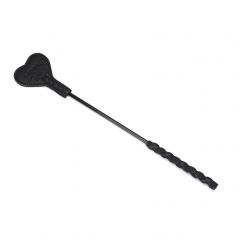 Liebe Seele Japan Demon's Kiss Black Ostrich Skin Heart Shape FULL Riding Crop