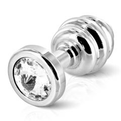 Diogol -  Swarovski ANO BUTT PLUG RIBBED SILVER PLATED 35 MM