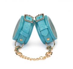 Liebe Seele Japan Blue Leather Wrist Cuffs with Velvet Lining