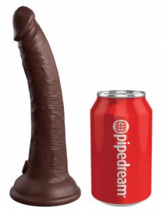 King Cock Elite 7 Inch VIBRATING Dual Density Silicone Cock with Remote (7x1.3inch) Brown