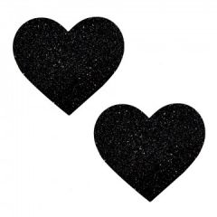 Black Malice Glitter Heart U Nipztix Nipple Pasties