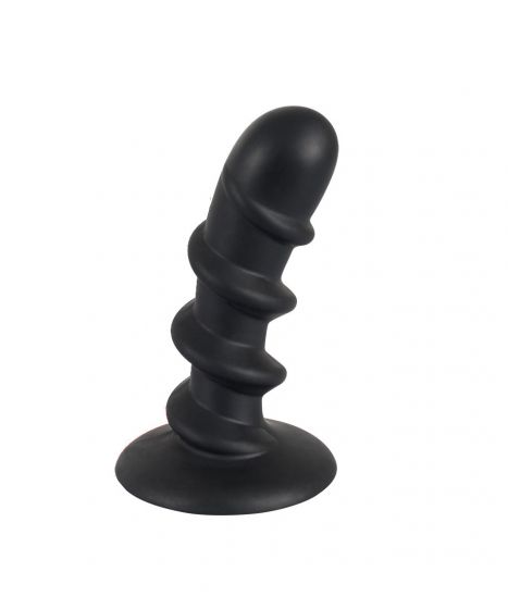 Silicone anal plug with screw threads